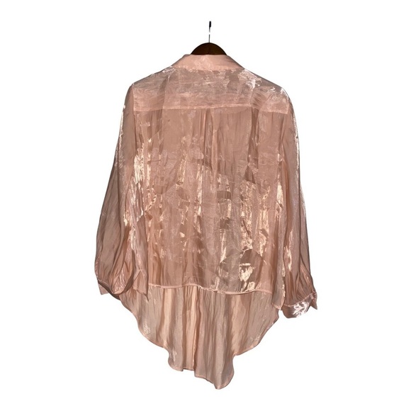 Vince Camuto Bellini Semi Sheer Blouse Women 2X Button Up Tie Hem Office Work - Picture 2 of 7